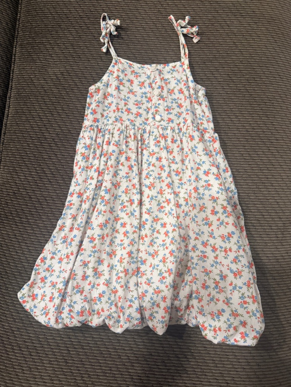 Old Navy White Floral Button-Front Dress with Blue & Coral Flowers